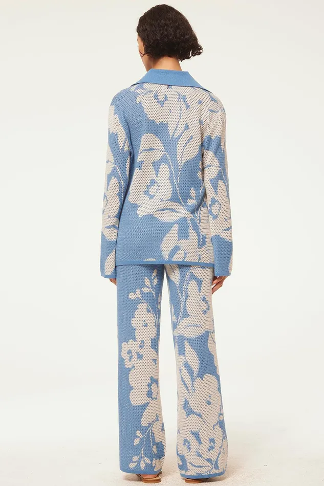 Women MISA Los Angeles Knits LIAM PANT Blue Hibiscus Flora