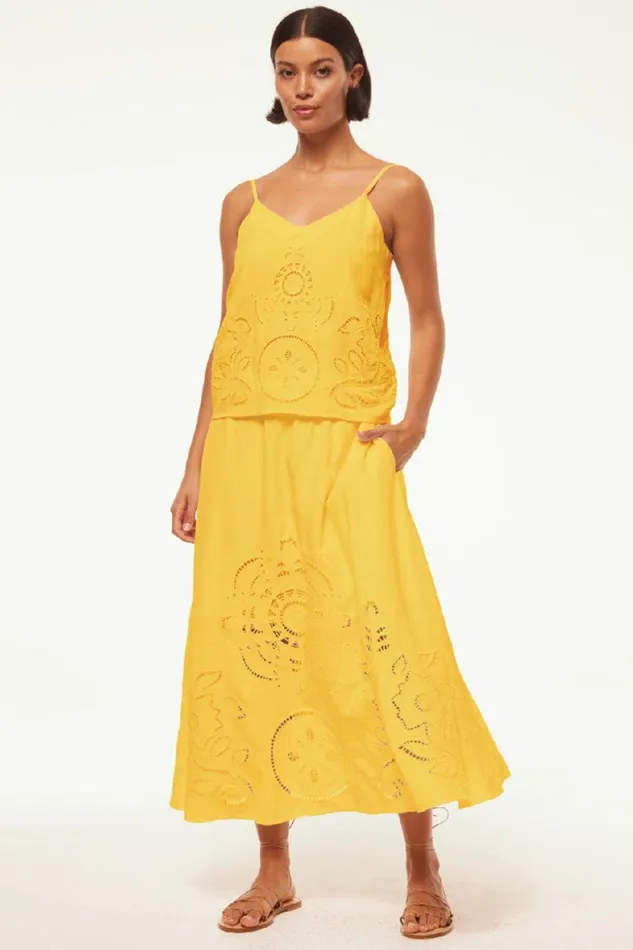 Women MISA Los Angeles Matching Sets ANALISSE SKIRT Pink Eyelet