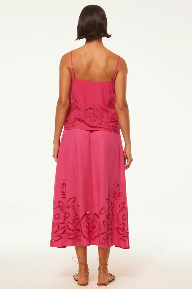 Women MISA Los Angeles Matching Sets ANALISSE SKIRT Pink Eyelet
