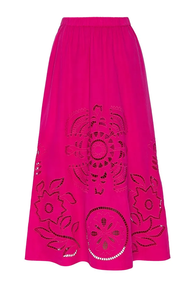 Women MISA Los Angeles Matching Sets ANALISSE SKIRT Pink Eyelet