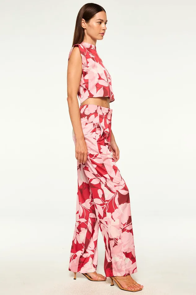 Women MISA Los Angeles Matching Sets RITA PANT Flora Rosada Satin