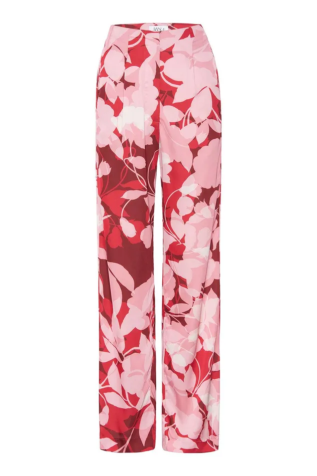 Women MISA Los Angeles Matching Sets RITA PANT Flora Rosada Satin