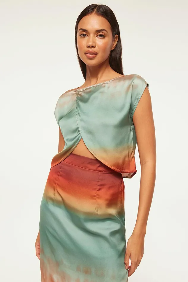 Women MISA Los Angeles Matching Sets ZENDA TOP Carnelian Ombre