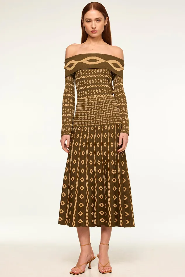 Women MISA Los Angeles Skirts and Shorts MILANI SKIRT Olive Geo Stripe