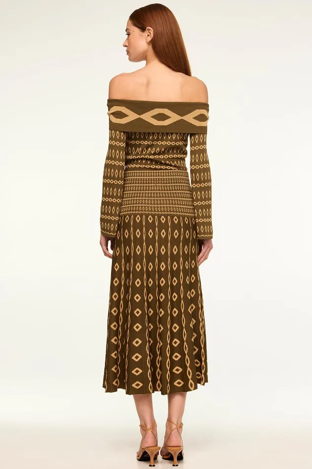 Women MISA Los Angeles Skirts and Shorts MILANI SKIRT Olive Geo Stripe