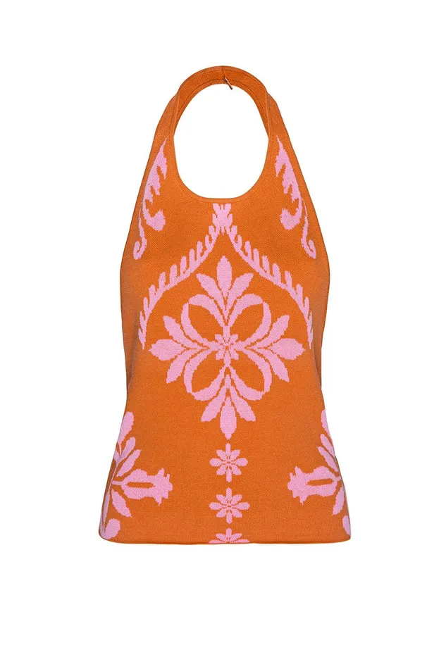 Women MISA Los Angeles Tops HALI TOP Pink Flora Santiago