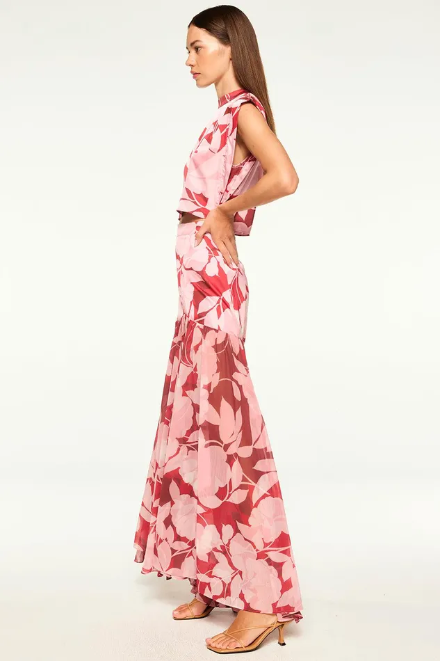 Women MISA Los Angeles Tops INAH TOP Flora Rosada Satin