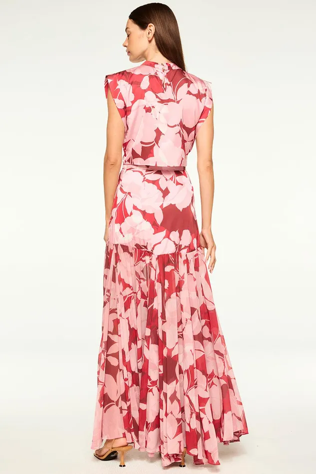 Women MISA Los Angeles Tops INAH TOP Flora Rosada Satin