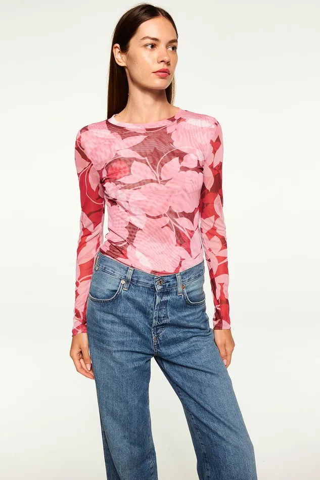Women MISA Los Angeles Tops LULA TOP Faded Rose Mesh