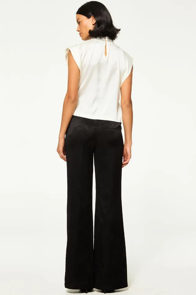 Women MISA Los Angeles Tops RILEY TOP Ivory Satin