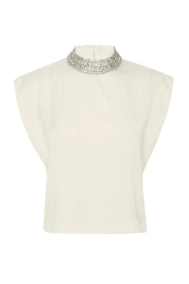Women MISA Los Angeles Tops RILEY TOP Ivory Satin