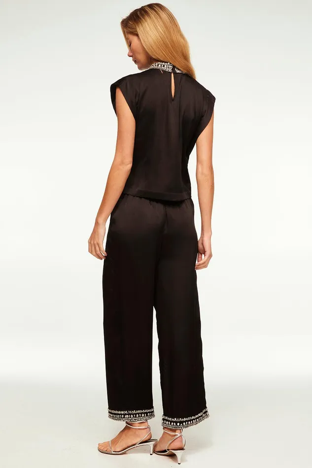 Women MISA Los Angeles Tops RILEY TOP Ivory Satin