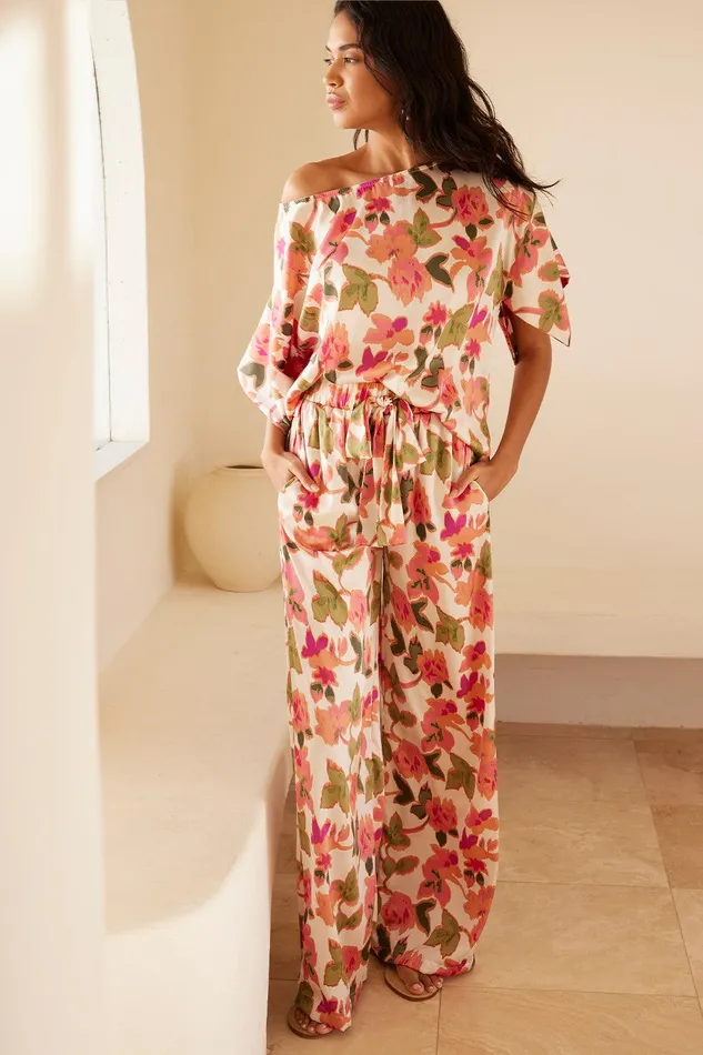 Women MISA Los Angeles Tops TELKA TOP Sonoran Flora Satin