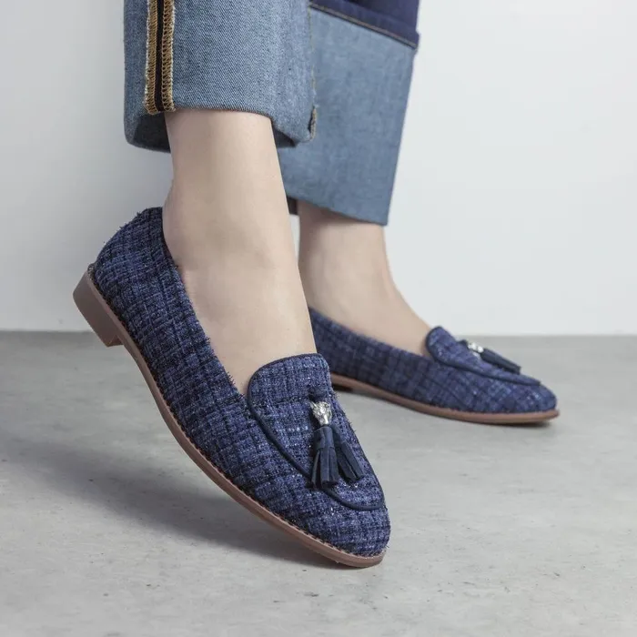 Women Moda In Pelle Brogues And Loafers Emmarose Navy Textile