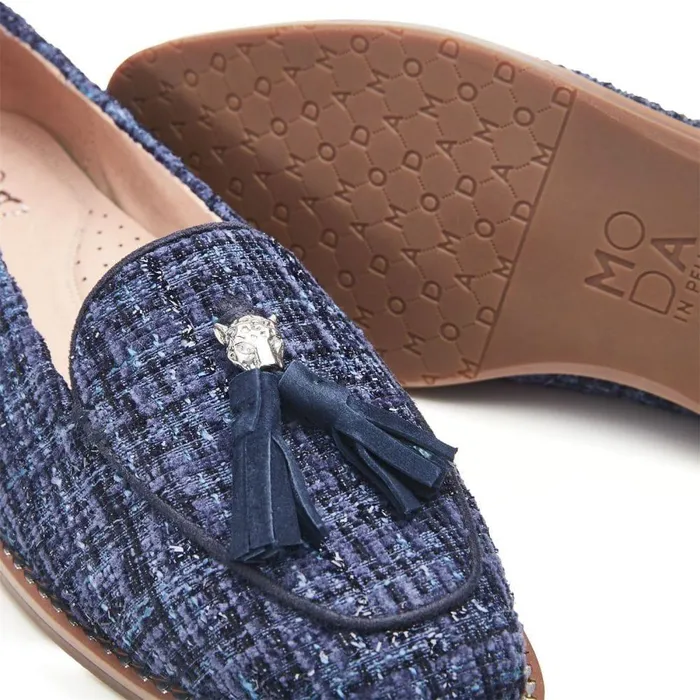 Women Moda In Pelle Brogues And Loafers Emmarose Navy Textile