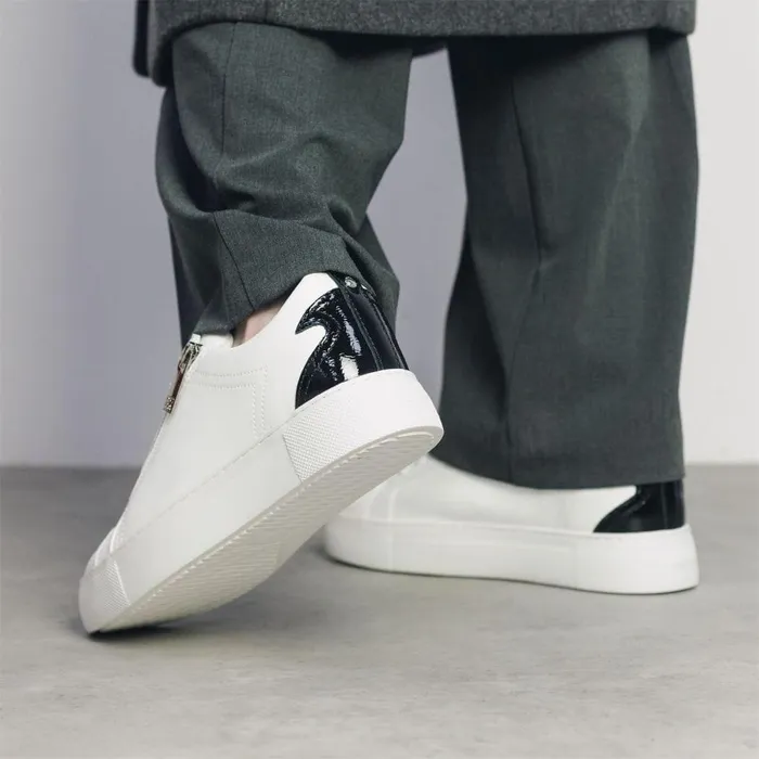 Women Moda In Pelle Casual Trainers Brumath White Black Porvair