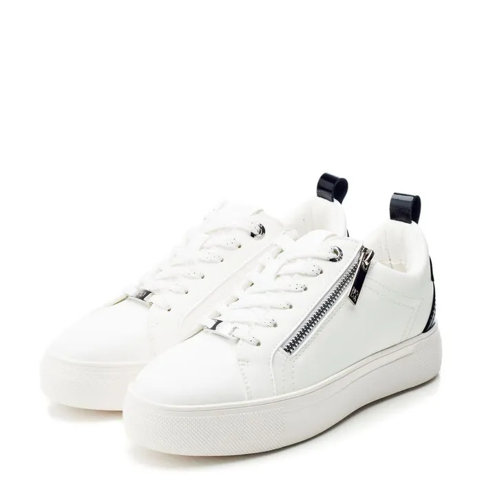 Women Moda In Pelle Casual Trainers Brumath White Black Porvair