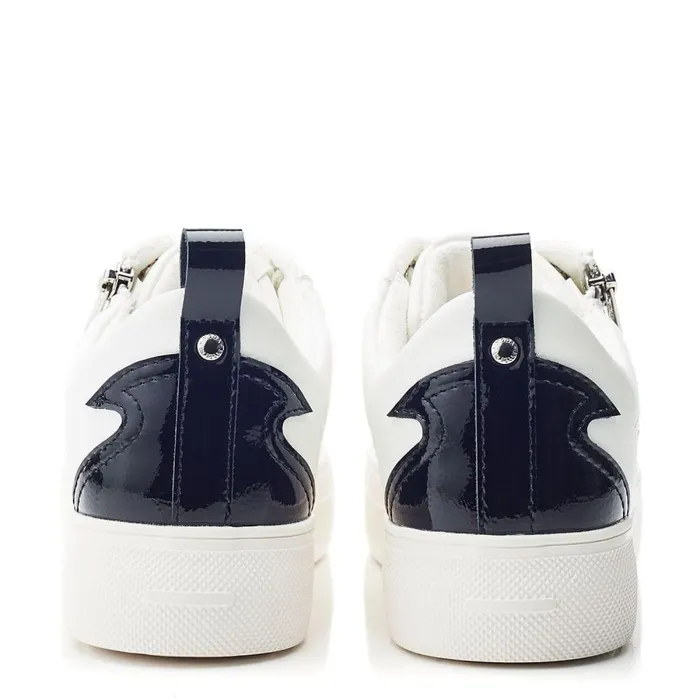 Women Moda In Pelle Casual Trainers Brumath White Black Porvair