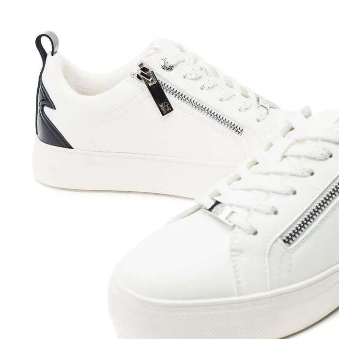 Women Moda In Pelle Casual Trainers Brumath White Black Porvair