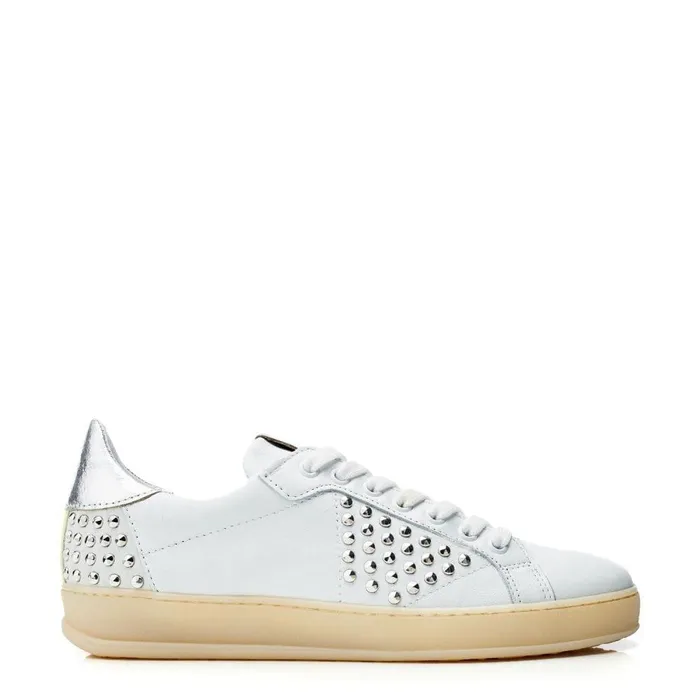 Women Moda In Pelle Casual Trainers Filipia White 8211 Silver Leather