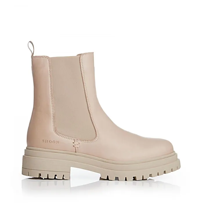 Women Moda In Pelle Chunky Boots Shoon Sh Isha Cream Leather