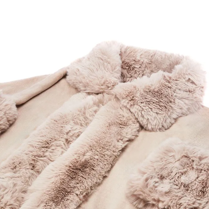 Women Moda In Pelle Clothing Frayaponcho Cream Faux Fur Women Moda In Pelle Clothing Frayaponcho Cream Faux Fur