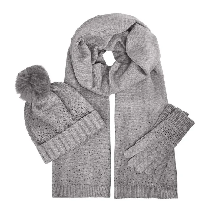Women Moda In Pelle Gloves Praticiogiftset Grey Textile
