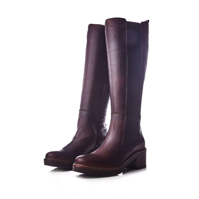 Women Moda In Pelle Knee High Boots Linettie Dark Brown Leather Women Moda In Pelle Knee High Boots Linettie Dark Brown Leather