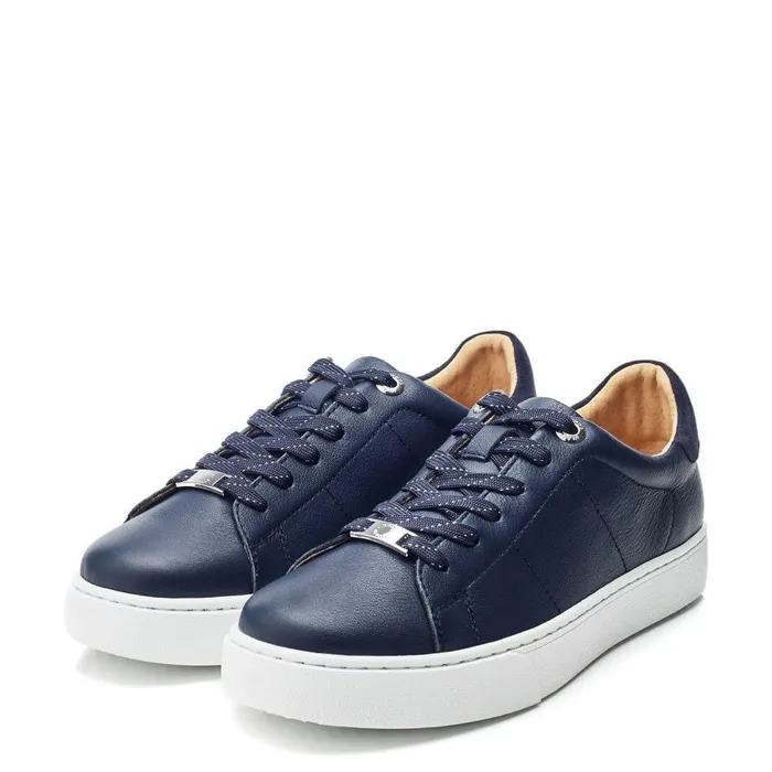 Women Moda In Pelle Platform Trainers Brandie Navy Leather