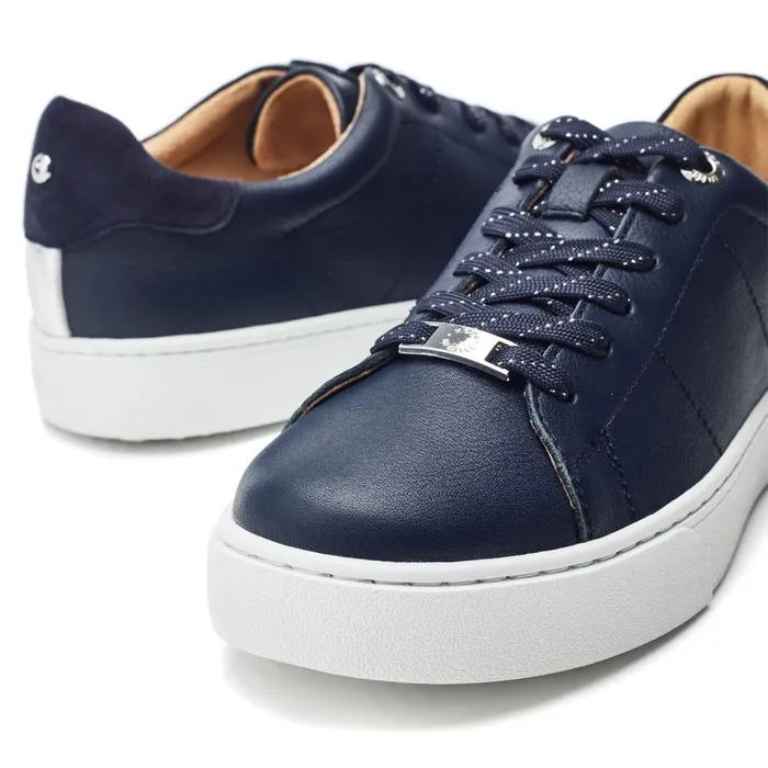 Women Moda In Pelle Platform Trainers Brandie Navy Leather