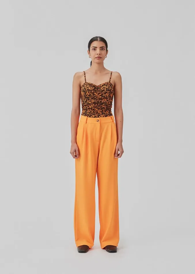 Women Modstrm Tops CurtisMD Print Bodystocking Vibrant Orange Splash