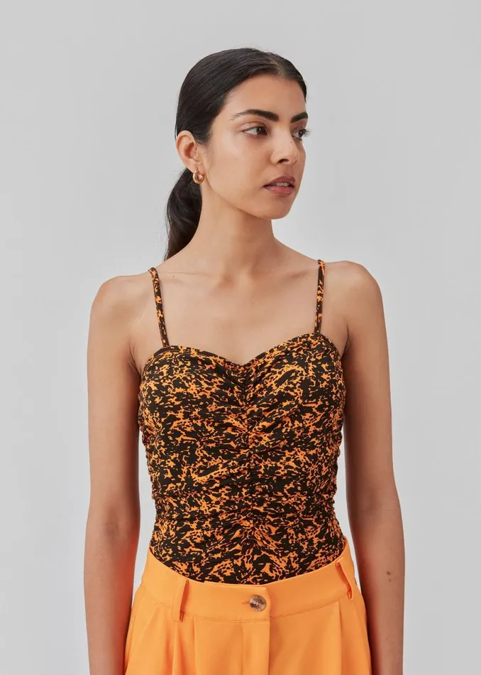 Women Modstrm Tops CurtisMD Print Bodystocking Vibrant Orange Splash Women Modstrm Tops CurtisMD Print Bodystocking Vibrant Orange Splash