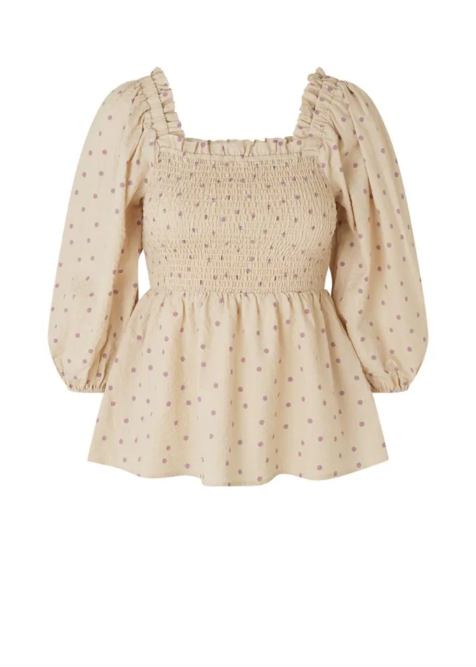 Women Modstrm Tops ReeceMD Print Top Off White Polka Dot