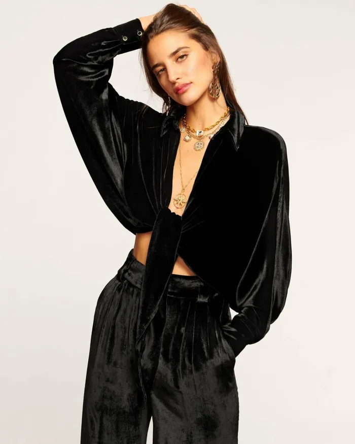 Women Novalee Tie Front Top Black Ramy Brook Tops