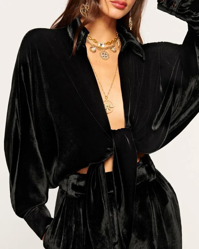 Women Novalee Tie Front Top Black Ramy Brook Tops