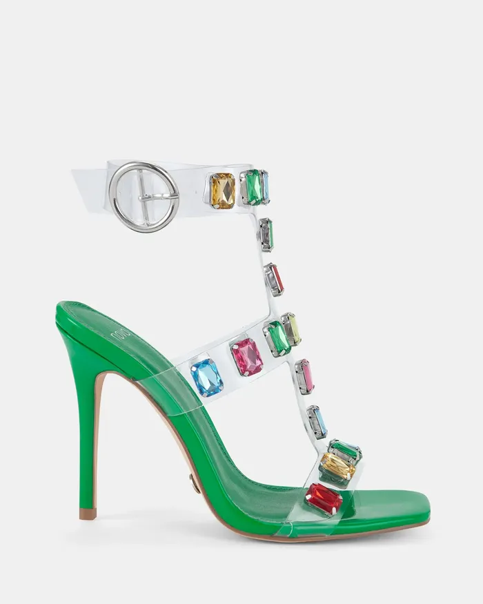 Women NOVO Shoes ZIKACHU GREEN Stilettos Party