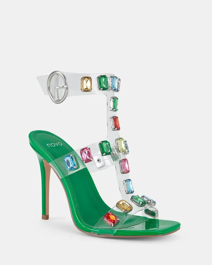 Women NOVO Shoes ZIKACHU GREEN Stilettos Party
