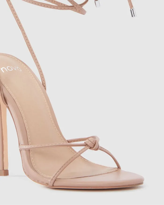 Women NOVO Shoes ZRILANCA CAMEL Open Toe Heels Stilettos