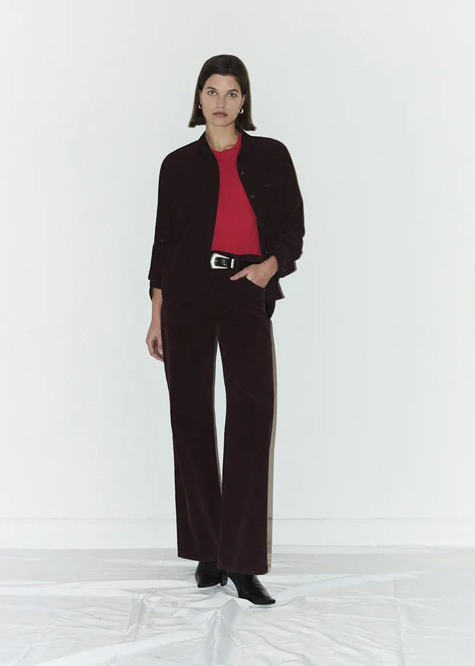 Women Pants Citizens Of Humanity Annina High Rise Wide Leg 33034 Corduroy In Bordeaux