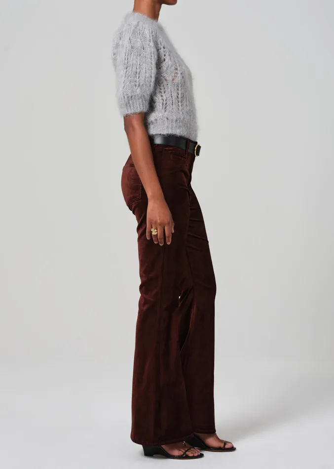 Women Pants Citizens Of Humanity Lilah Flare With Welt Pocket Velvet In Chocolate Milk
