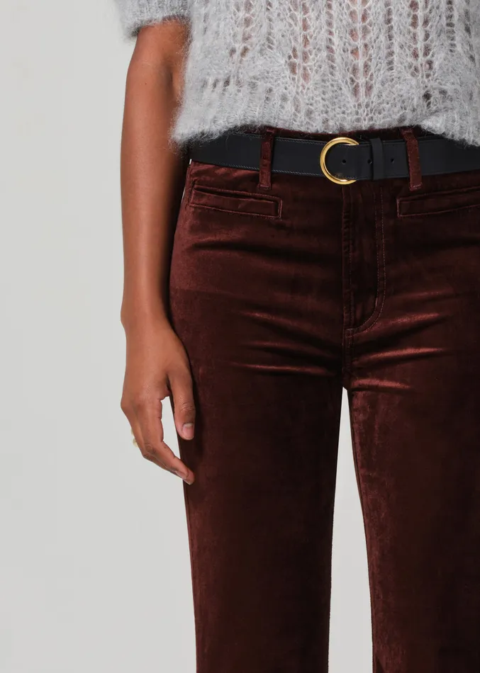 Women Pants Citizens Of Humanity Lilah Flare With Welt Pocket Velvet In Chocolate Milk