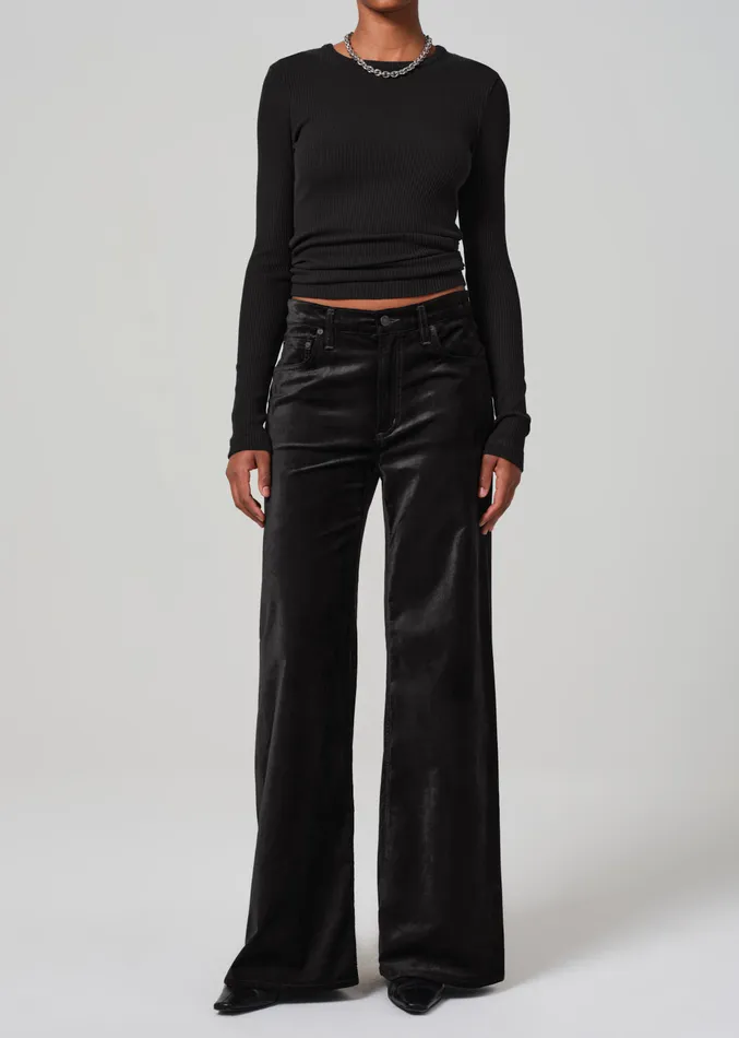 Women Pants Citizens Of Humanity Lolli Mid Rise Baggy Velvet In Black