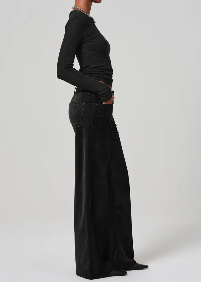 Women Pants Citizens Of Humanity Lolli Mid Rise Baggy Velvet In Black