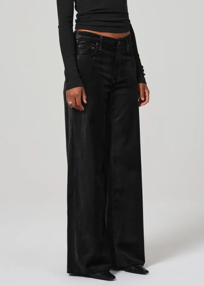 Women Pants Citizens Of Humanity Lolli Mid Rise Baggy Velvet In Black