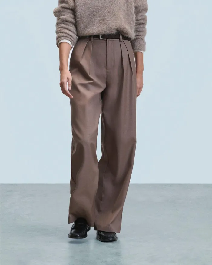 Women Pants From Future Wide Tailoring Trousers Taupe