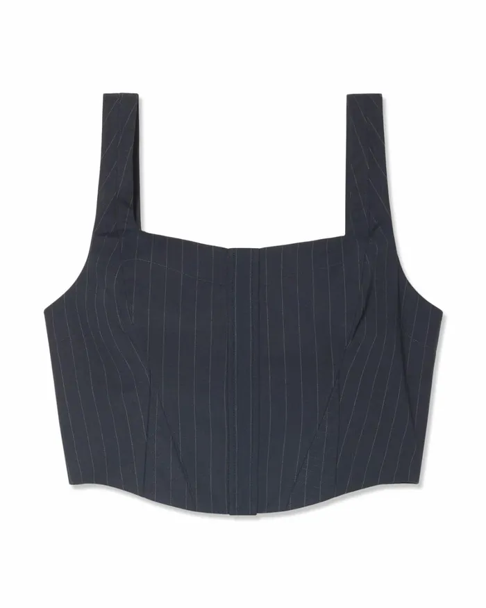 Women Parker Crop Top Navy Pinstripe Ramy Brook Tops Women Parker Crop Top Navy Pinstripe Ramy Brook Tops