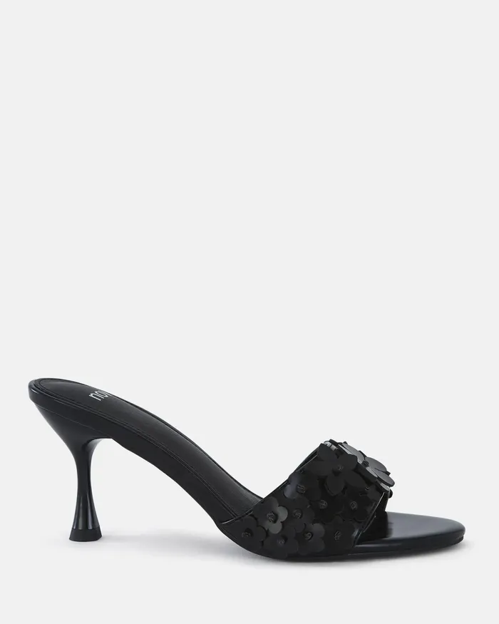 Women Party NOVO Shoes YEARNING BLACK Open Toe Heels