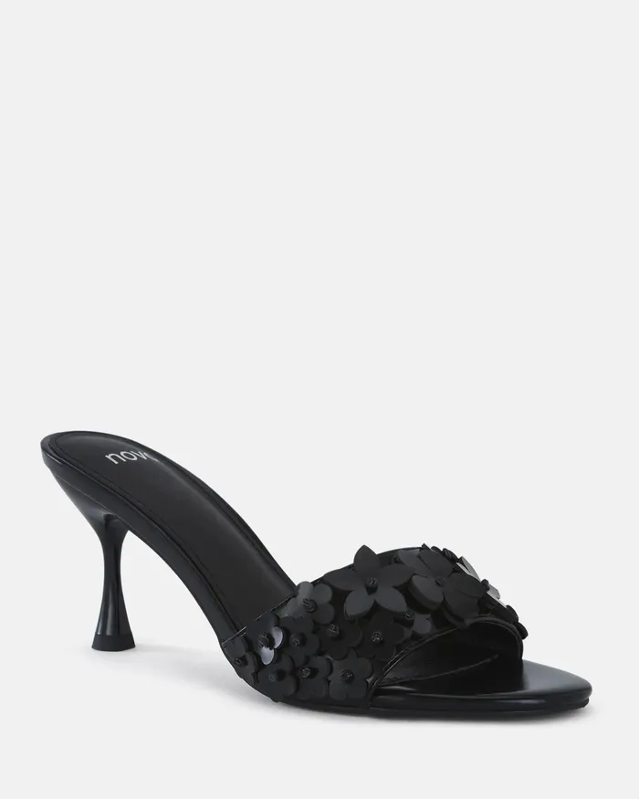Women Party NOVO Shoes YEARNING BLACK Open Toe Heels