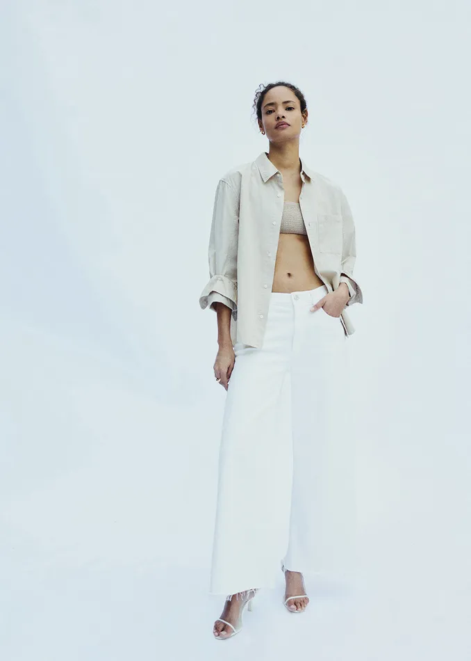 Women Petite Citizens Of Humanity Lyra Wide Leg Crop In White