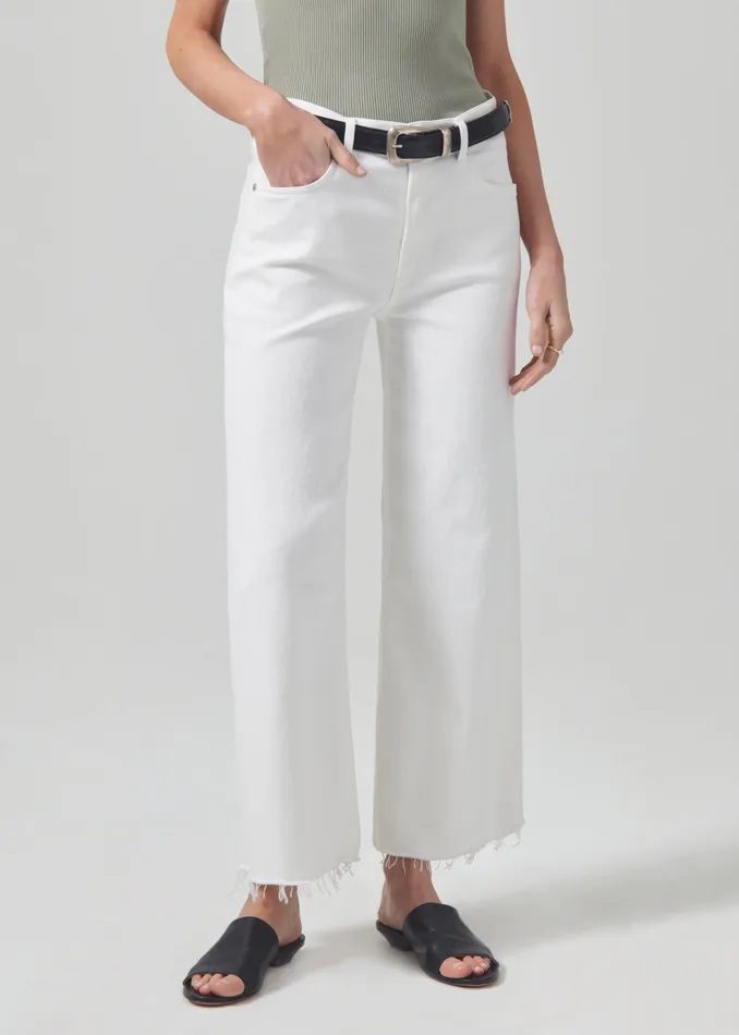 Women Petite Citizens Of Humanity Lyra Wide Leg Crop In White